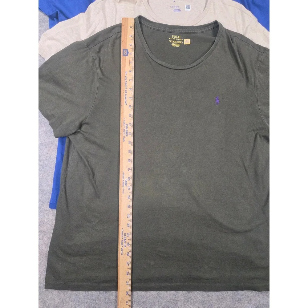 Polo Ralph Lauren Mens XL Shirt Bundle Green Blue Gray Crew Neck Cotton Lot of 3